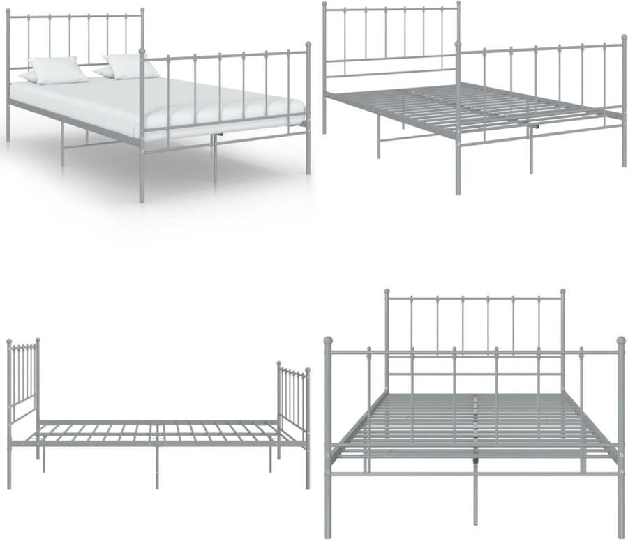 VidaXL Bedframe metaal grijs 120x200 cm Bedframe Bedframes Tweepersoonsbed Tweepersoonsbedden