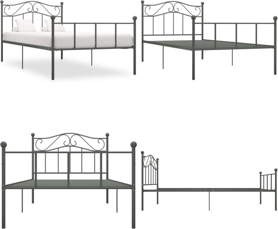VidaXL Bedframe metaal grijs 90x200 cm Bedframe Bedframes Eenpersoonsbed Eenpersoonsbedden