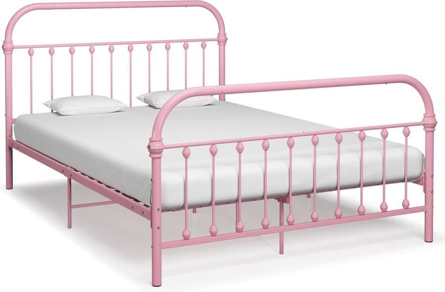 VidaXL Bedframe Metaal Roze 120x200 cm Metalen Bed Frame Rozenkleurige Bed Tweepersoonsbed Slaapkamer Meubilair Boxspring Bed Kopen Design Bed Luxe Bed Stapelbare Bed - Foto 2