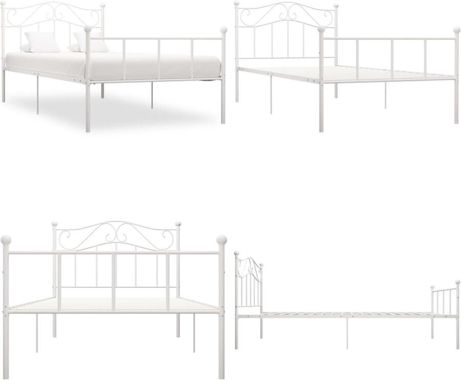 VidaXL Bedframe metaal wit 100x200 cm Bedframe Bedframes Eenpersoonsbed Eenpersoonsbedden
