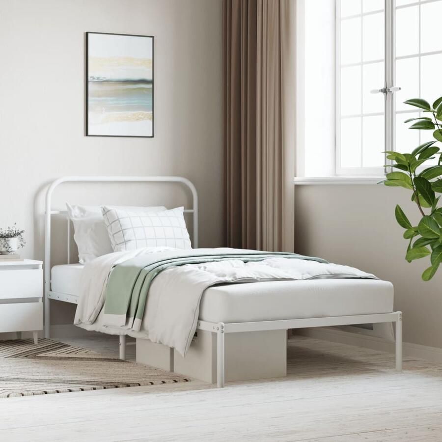 VidaXL -Bedframe-metaal-wit-100x200-cm - Foto 2