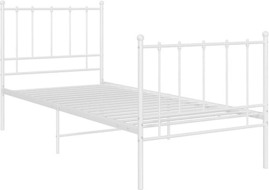 VidaXL Bedframe Metaal Wit 100x200 cm Metal Frame Wit Bedframe Eenpersoonsbed Tweepersoonsbed Slaapcomfort Metalen Bed Voor Volwassenen Eenvoudig Te Monteren Modern Design Budgetvriendelijk - Foto 2