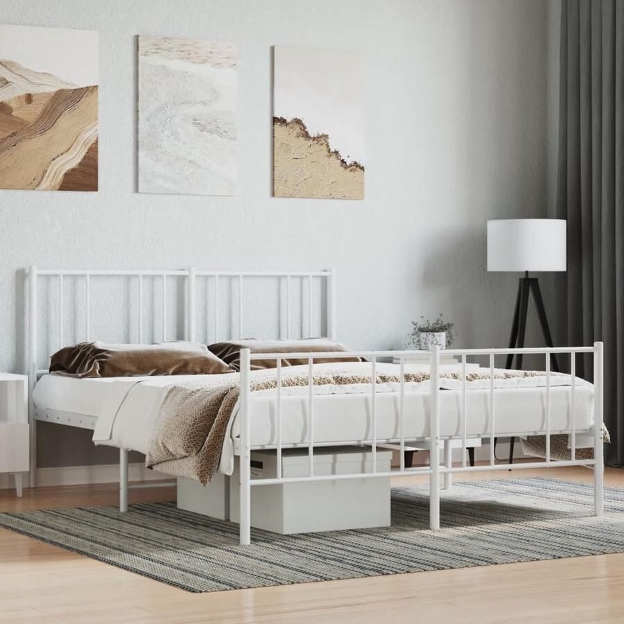 VidaXL Bedframe Metaal Wit 120x190 cm Robuust Bed Frame Klassiek Bed Metalen Bedframe Wit Bed Boxspring Bed Slaapcomfort Opbergruimte - Foto 2