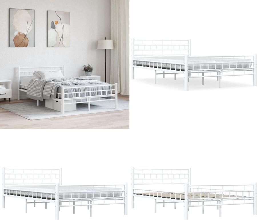 VidaXL Bedframe metaal wit 120x200 cm Bedframe Bedframes Tweepersoonsbed Tweepersoonsbedden