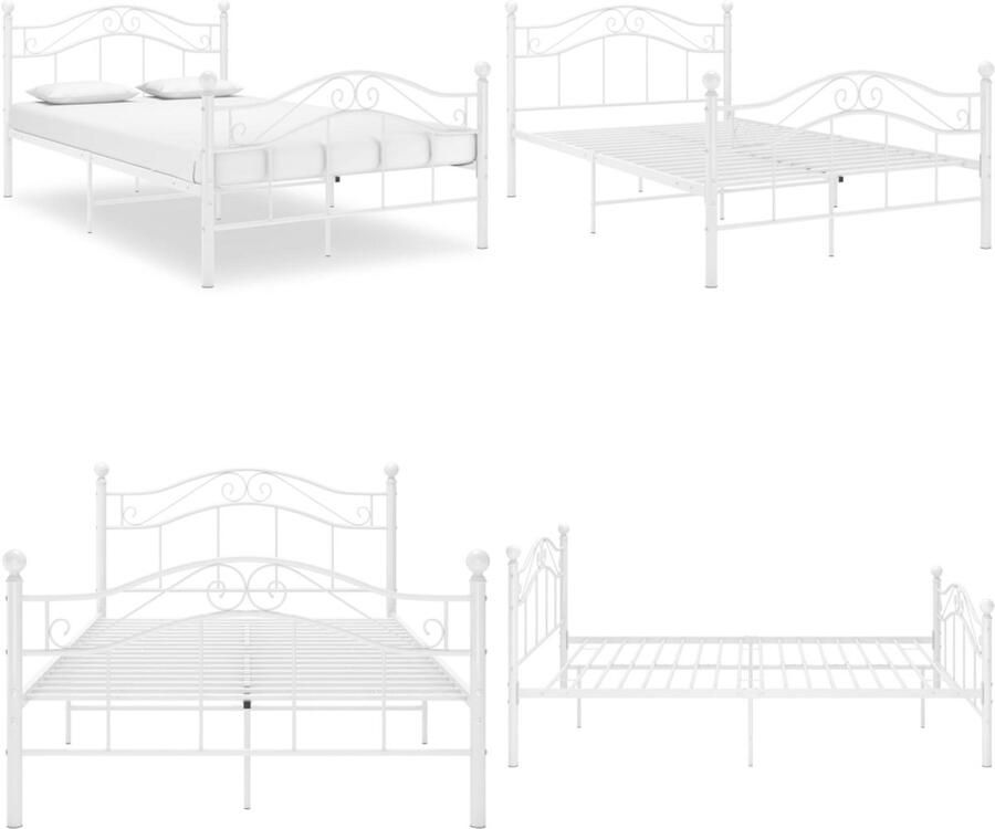 VidaXL Bedframe metaal wit 120x200 cm Bedframe Bedframes Tweepersoonsbed Tweepersoonsbedden