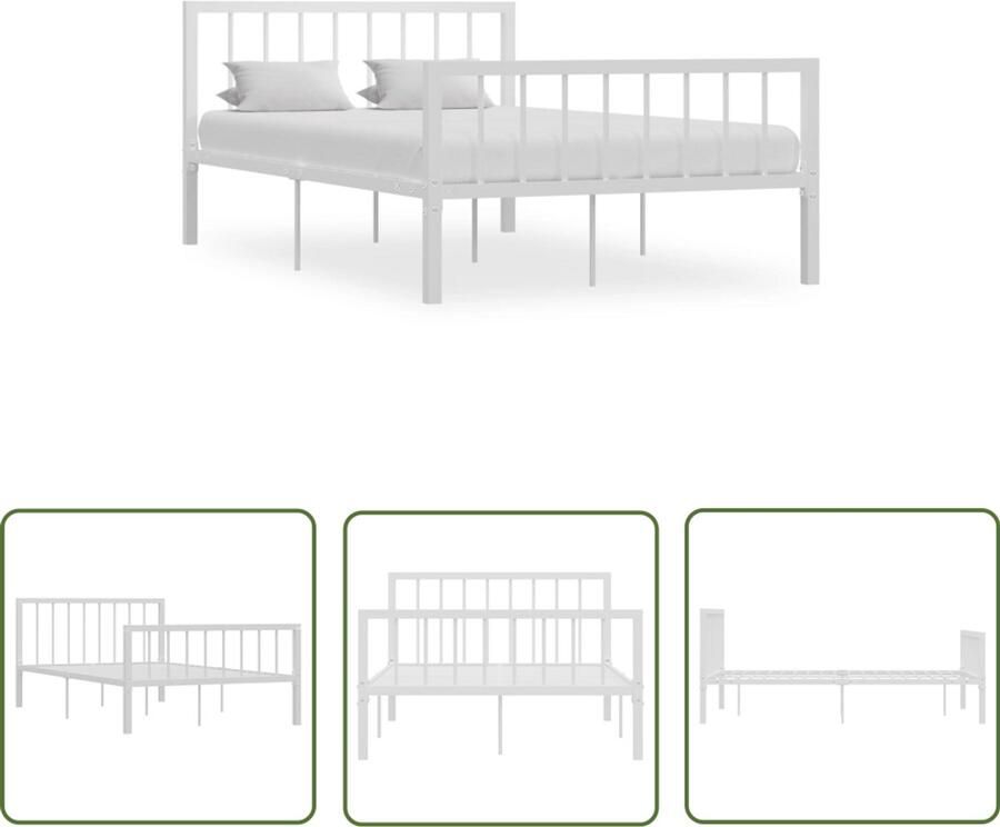 VidaXL Bedframe Metaal Wit 120x200 cm Metalen Bed Frame Wit Bed Frame Bed Frame 120x200 Enkel Bed Tweepersoonsbed Slaapkamer Meubilair