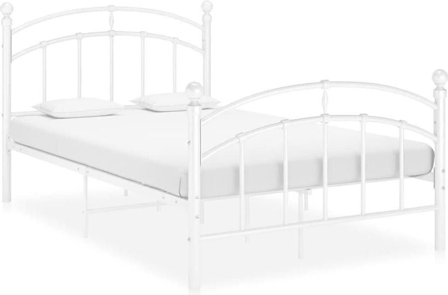 VidaXL Bedframe Metaal Wit 120x200 cm Metalen Bedframe Wit Bedframe Tweepersoonsbed Bedframe 120x200 Bed Slaapkamer Meubels - Foto 2