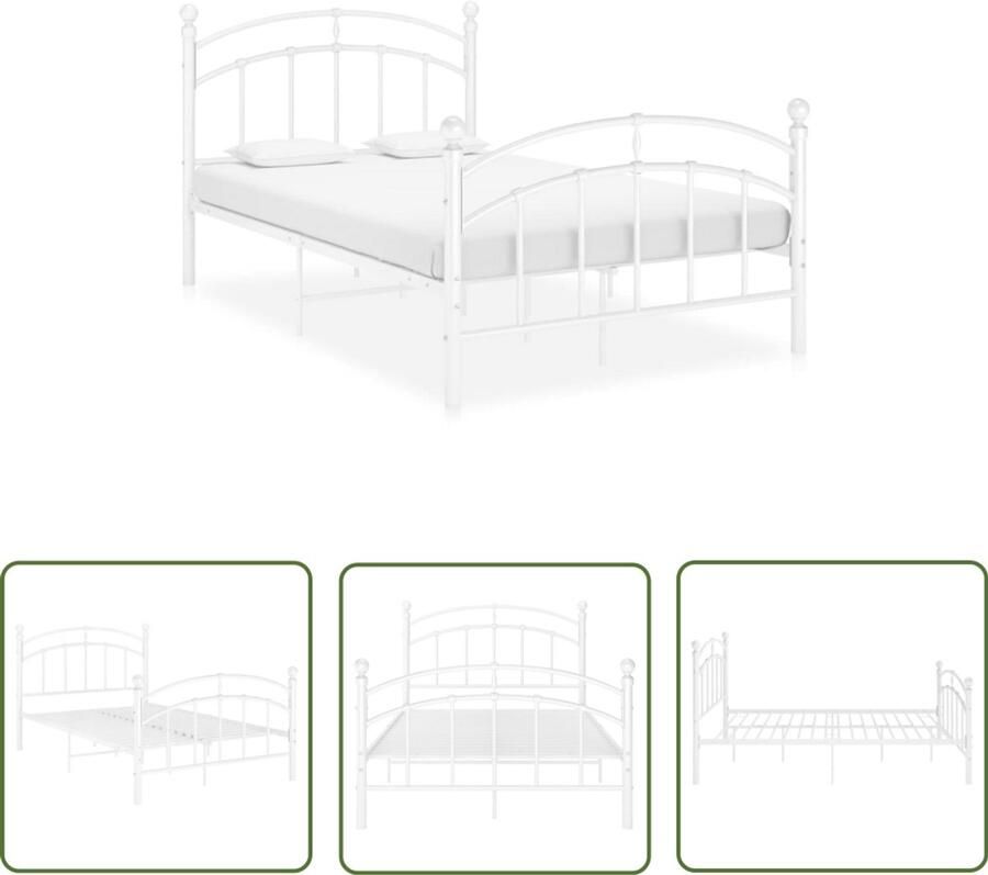 VidaXL Bedframe Metaal Wit 120x200 cm Metalen Bedframe Wit Bedframe Tweepersoonsbed Bedframe 120x200 Bed Slaapkamer Meubels