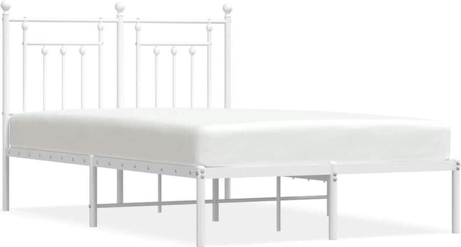 VidaXL Bedframe Metaal Wit 135x190 cm Bed Frame Klassiek Wit Staal Boxspring Tweepersoonsbed Bedbank - Foto 3