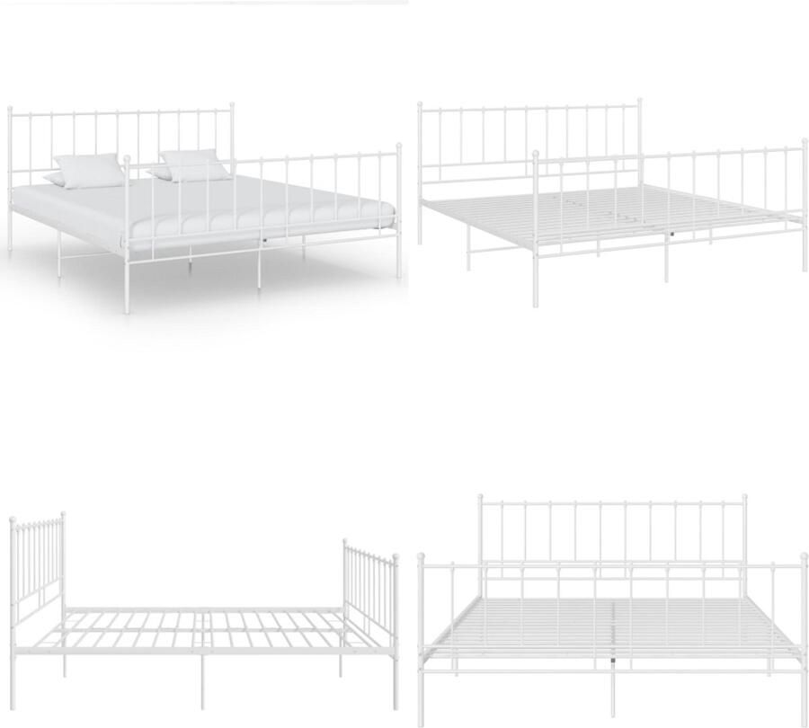 VidaXL Bedframe metaal wit 140x200 cm Bedframe Bedframes Tweepersoonsbed Tweepersoonsbedden