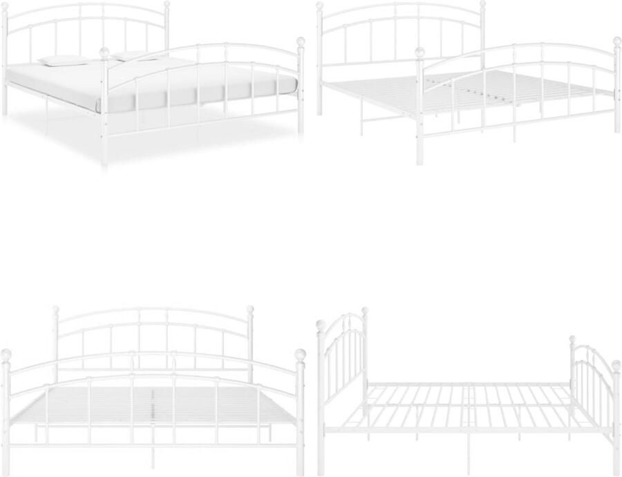 VidaXL Bedframe metaal wit 140x200 cm Bedframe Bedframes Tweepersoonsbed Tweepersoonsbedden
