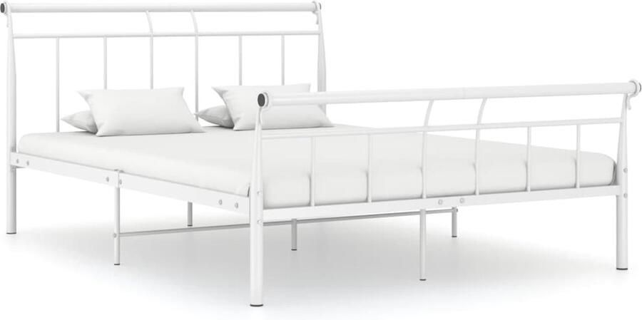 VidaXL Bedframe Wit 140x200 cm Metaal Klassieke Bed Frame Metalen Bed Frame Tweepersoons Bed Witte Bed Frame Slaapcomfort - Foto 2