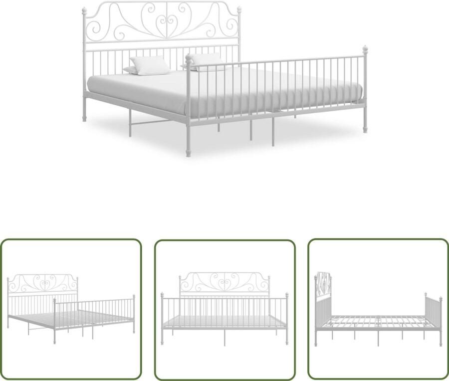 The Living Store Bedframe metaal wit 180x200 cm Bedframe Bed Frame Bed Frames Bed Bedden Metalen Bedframe Metalen Bedframes 2-persoonsbed 2