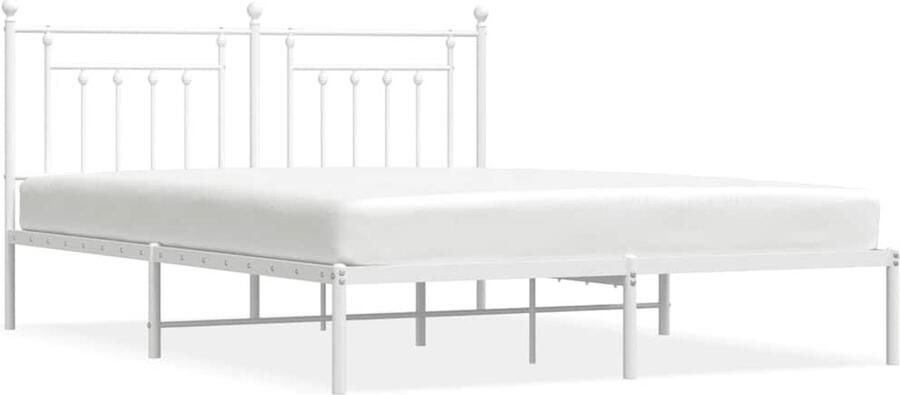 VidaXL Bedframe Metaal Wit 183x213 cm Robuust Bedframe Klassiek Bed Wit Bedframe Metalen Bedframe Staal Bedframe Boxspring Bed Tweepersoons Bed King Size Bed - Foto 2