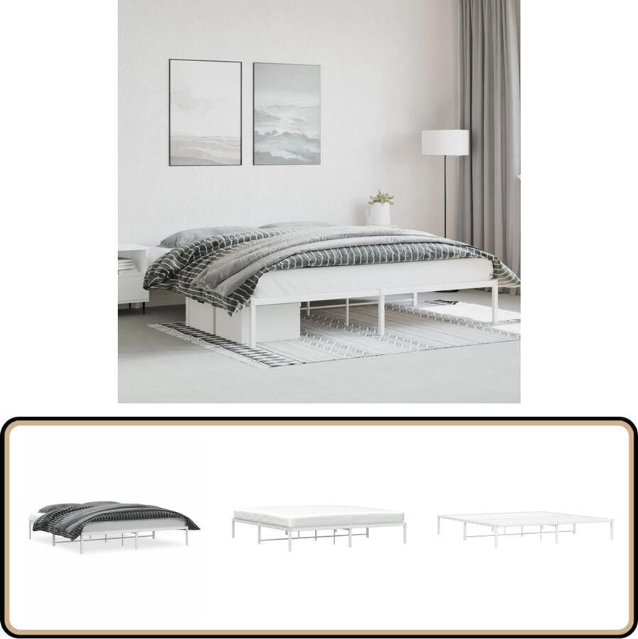 VidaXL Bedframe metaal wit 193x203 cm