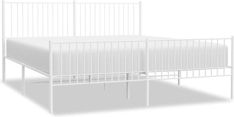 VidaXL Bedframe Metaal Wit 193x203 cm Inclusief Hoofd- en Voeteneinde Robuust Bed Frame Staal Bedframe Wit Bedframe Minimalistisch Bedframe Modern Bedframe Boxspring Frame Tweepersoons Bedframe - Foto 2