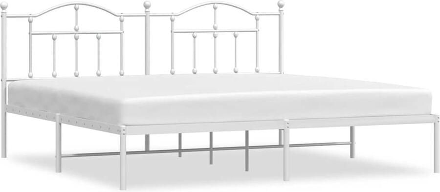 VidaXL Bedframe Metaal Wit 193x203 cm Met Hoofdbord Klassieke Bedframe Houten Bedframe Metalen Bedframe Wit Slaapcomfort Boxspring Bed Tweepersoonsbed King Size Bed Queen Size Bed - Foto 2