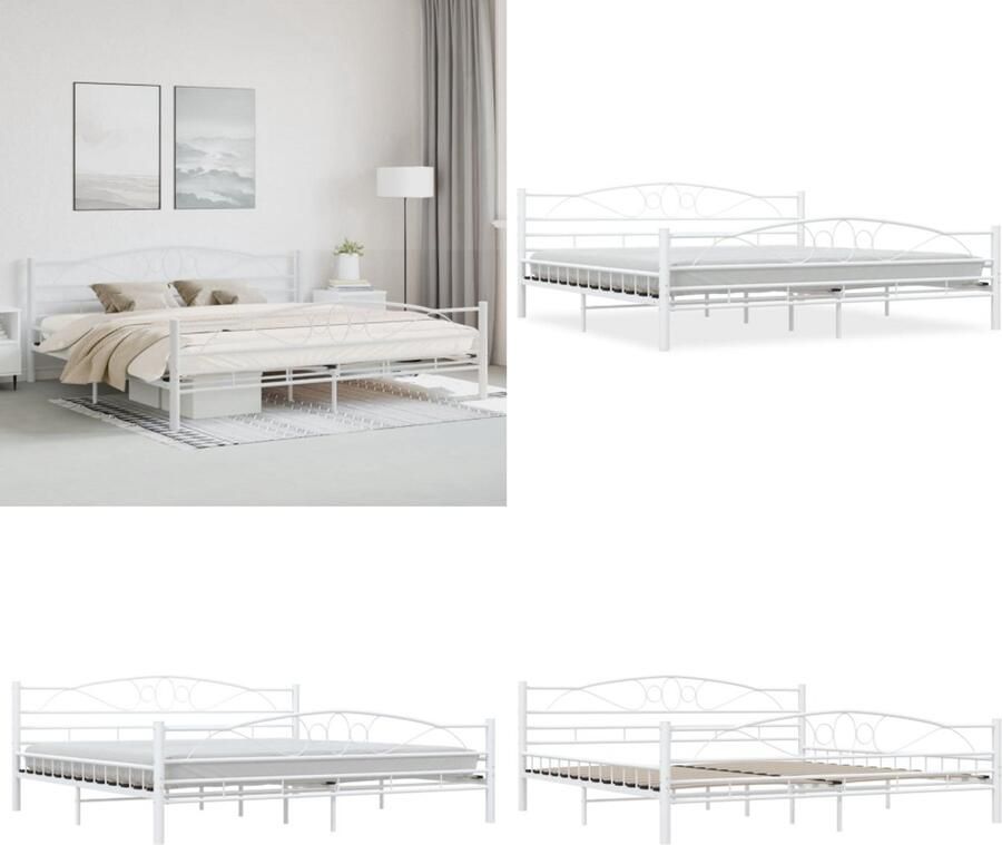 VidaXL Bedframe metaal wit 200x200 cm Bedframe Bedframes Tweepersoonsbed Tweepersoonsbedden