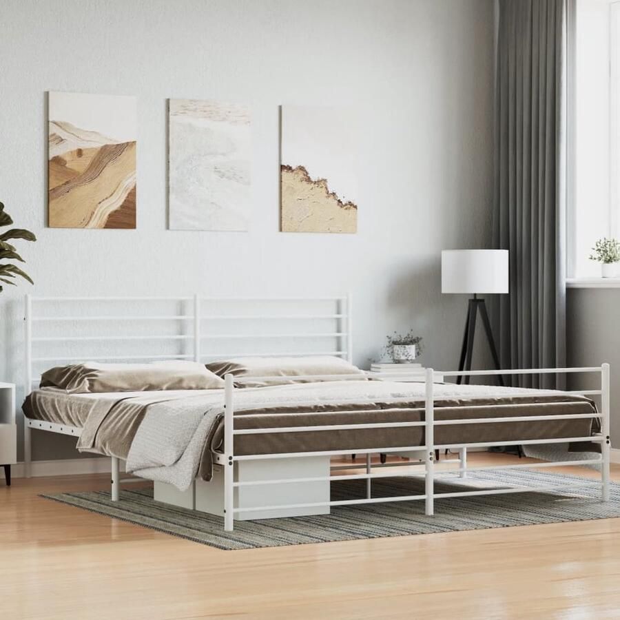 VidaXL Bedframe Metaal Wit 200x200 cm Robuust Bed Frame Klassiek Bed Staal Bed Frame Tweepersoons Bed Witte Bed Slaapcomfort - Foto 3