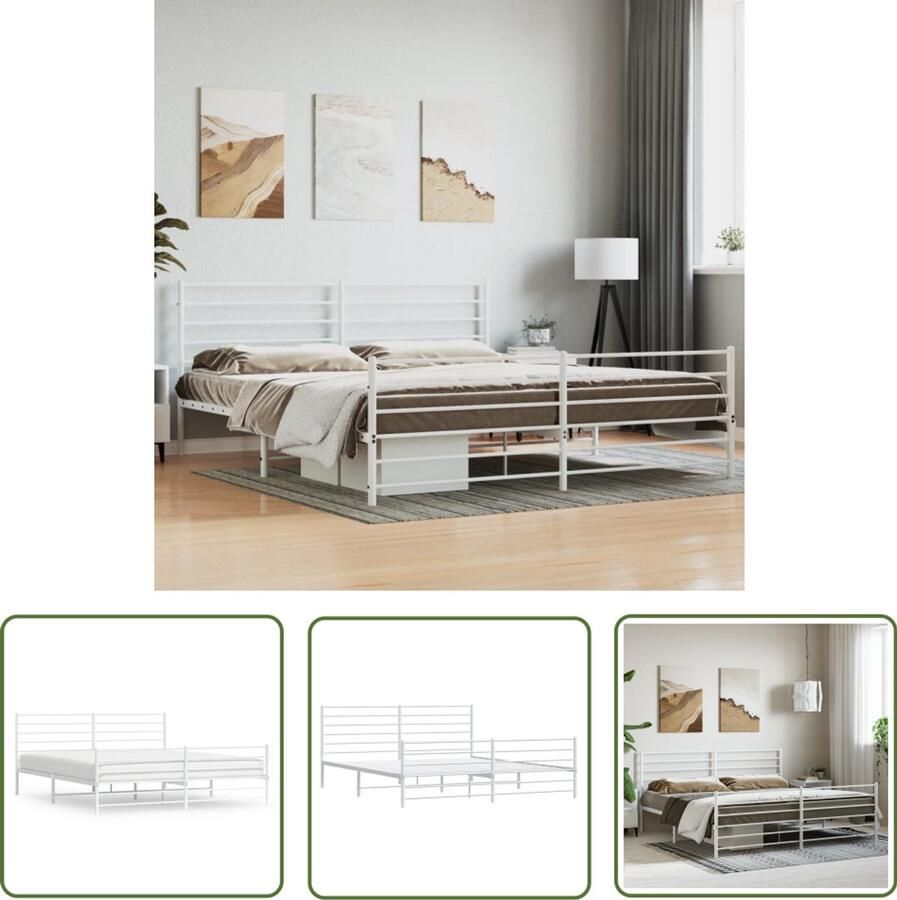 VidaXL Bedframe Metaal Wit 200x200 cm Robuust Bed Frame Klassiek Bed Staal Bed Frame Tweepersoons Bed Witte Bed Slaapcomfort - Foto 2
