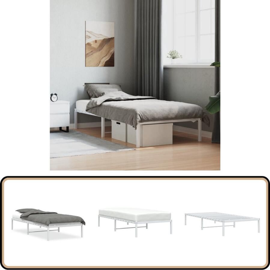 VidaXL Bedframe metaal wit 90x190 cm