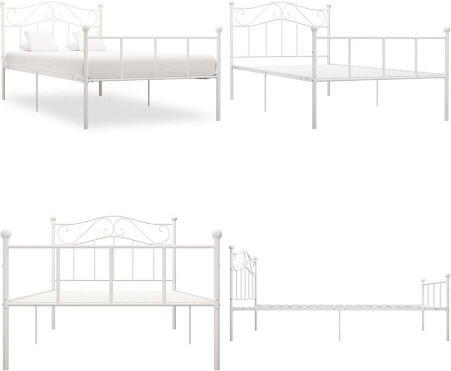 VidaXL Bedframe metaal wit 90x200 cm Bedframe Bedframes Eenpersoonsbed Eenpersoonsbedden