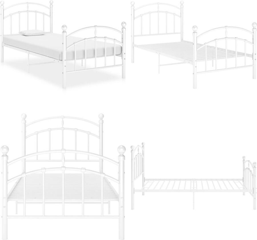 VidaXL Bedframe metaal wit 90x200 cm Bedframe Bedframes Eenpersoonsbed Eenpersoonsbedden