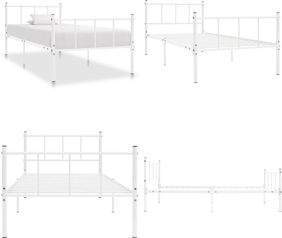 VidaXL Bedframe metaal wit 90x200 cm Bedframe Bedframes Eenpersoonsbed Eenpersoonsbedden