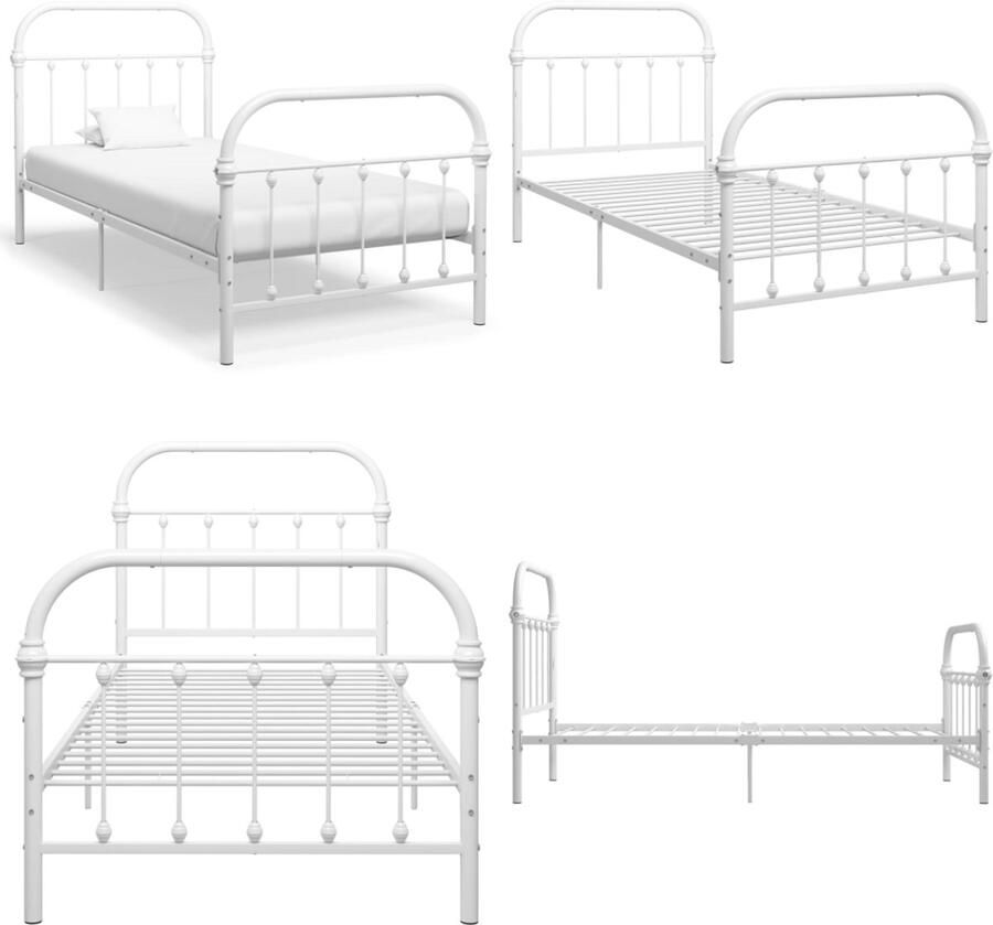 VidaXL Bedframe metaal wit 90x200 cm Bedframe Bedframes Eenpersoonsbed Eenpersoonsbedden