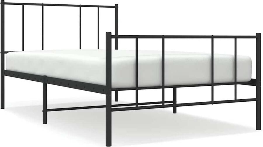 VidaXL Bedframe Metaal Zwart 100x190 cm Klassieke Bed Frame Metalen Bedframe Staal Bedframe Boxspring Bed Tweepersoons Bed King Size Bed Slaapcomfort Elegante Bedden Ruime Bed - Foto 2