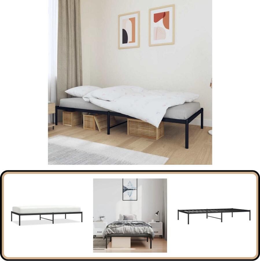 VidaXL Bedframe Metaal Zwart 100x190 cm Robuust Bed Frame Klassiek Bed Zwarte Bed Metalen Bed Slaapcomfort