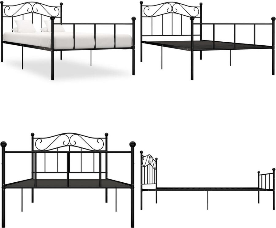 VidaXL Bedframe metaal zwart 100x200 cm Bedframe Bedframes Eenpersoonsbed Eenpersoonsbedden