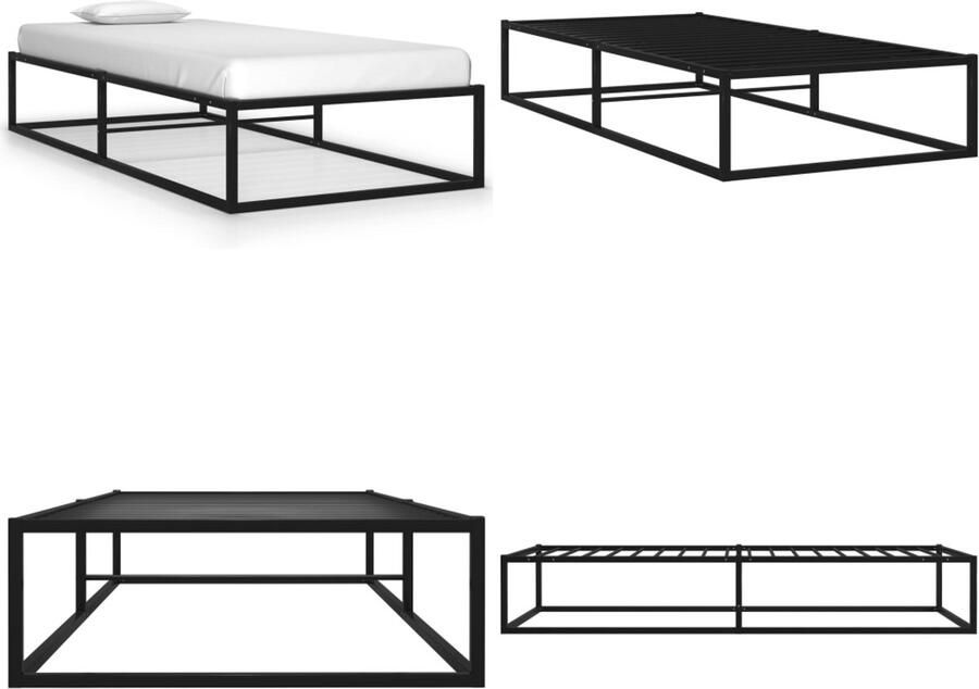 VidaXL Bedframe metaal zwart 100x200 cm Bedframe Bedframes Eenpersoonsbed Eenpersoonsbedden