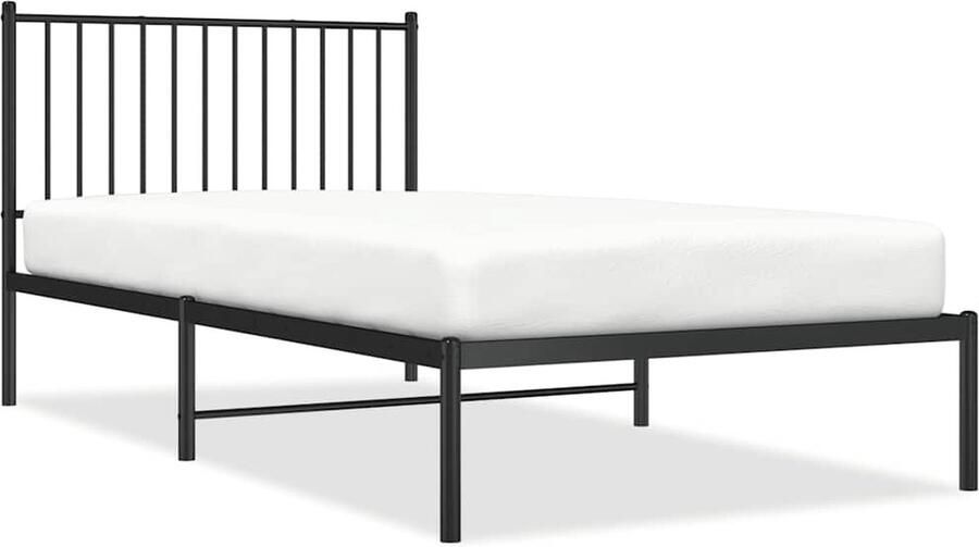 VidaXL Bedframe Metaal Zwart 100x200 cm Staal Bed Frame Tweepersoons Bed Zwarte Bedbank Boxspring Bed Modern Bed Minimalistisch Bed Logeerbed - Foto 2