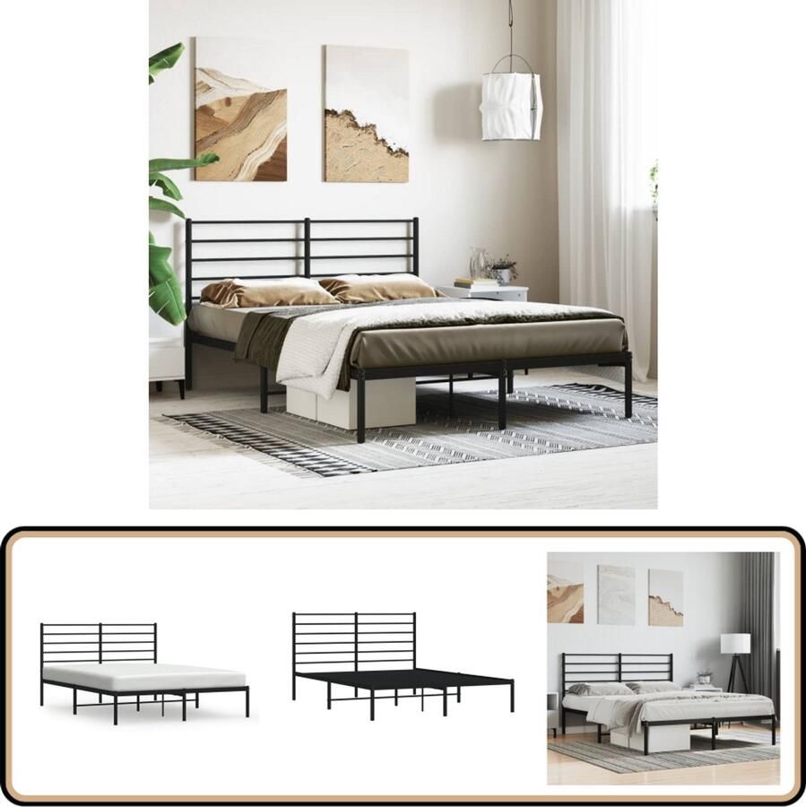 VidaXL Bedframe Metaal Zwart 120x200 cm Klassieke Bed Frame Metalen Bedframe Staal Bedframe Boxspring Frame Tweepersoons Bed Slaapcomfort Zwarte Bedframe Ruime Bedframe