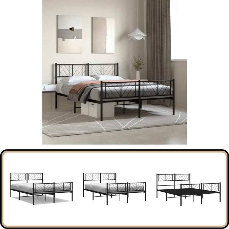 VidaXL Bedframe Metaal Zwart 120x200 cm Klassieke Bedframe Metalen Bedframe Staal Bedframe Tweepersoons Bed Slaapcomfort Boxspring Alternatief Ruime Slaapbank