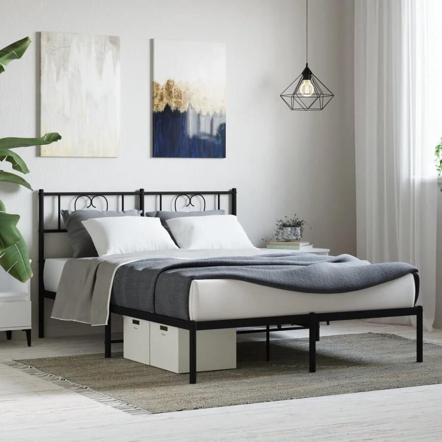 VidaXL Bedframe Metaal Zwart 120x200 cm Metalen Bed Frame Klassiek Bed Zwart Bed Boxspring Bed Slaapcomfort Bedstede Tweepersoonsbed King Size Bed - Foto 2