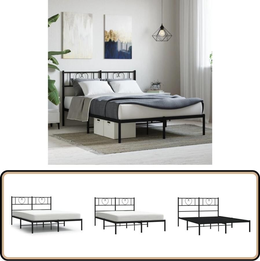 VidaXL Bedframe Metaal Zwart 120x200 cm Metalen Bed Frame Klassiek Bed Zwart Bed Boxspring Bed Slaapcomfort Bedstede Tweepersoonsbed King Size Bed