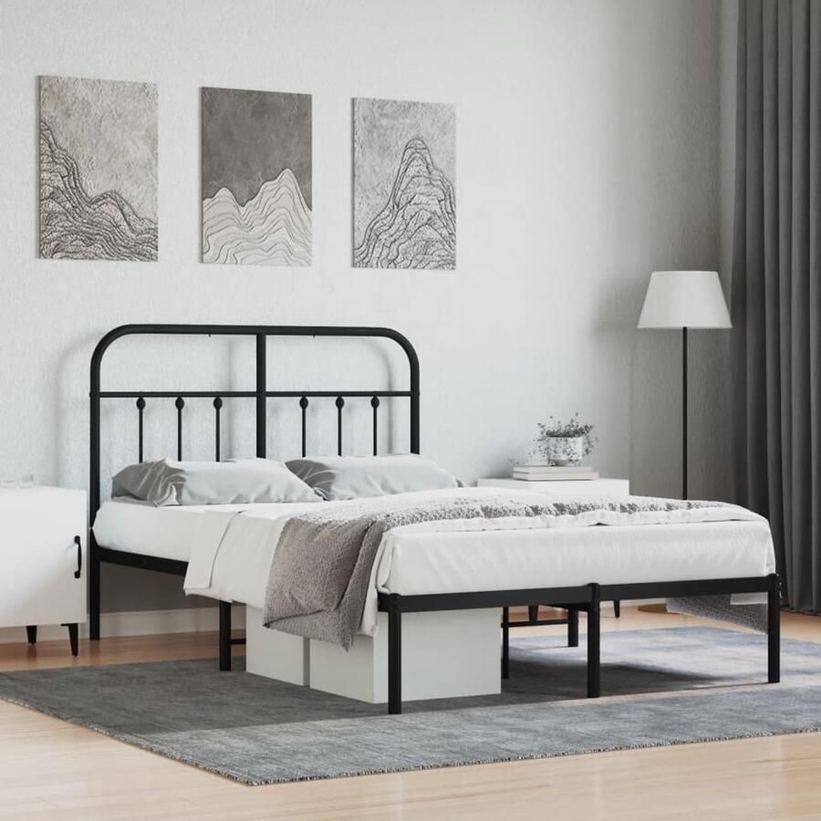 VidaXL Bedframe Metaal Zwart 120x200 cm Robuust Bedframe Staal Bedframe Classic Bedframe Zwart Bedframe King Size Bedframe Boxspring Bedframe - Foto 2