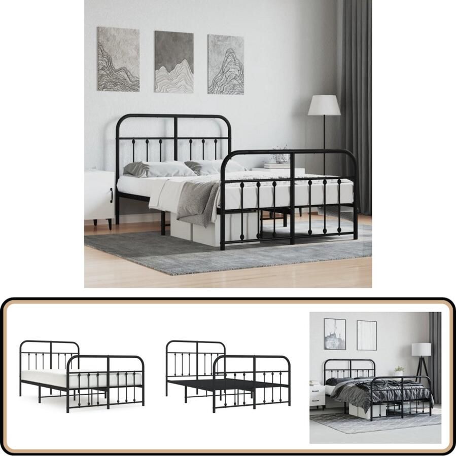 VidaXL Bedframe Metaal Zwart 120x200 cm Scandinavisch Bed Frame Zwarte Bedbank Houten Bed Frame Metalen Bed Frame Tweepersoons Bed