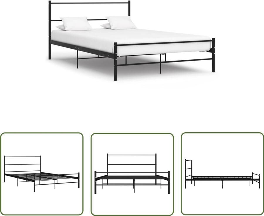 VidaXL Bedframe Metaal Zwart 120x200 cm Tweepersoonsbed Metalen Bed Zwarte Bed Slaapkamer Meubels Boxspring Hoofdbord Bedstede Slaapplek