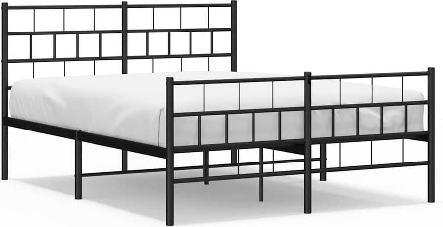 VidaXL Bedframe Metaal Zwart 135x190 cm Met Hoofd- en Voeteneinde Metalen Bedframe Klassiek Bed Slaapkamers Meubels Boxspring Bed Staal Bedframe Dubbele Bed King Size Bed Groot Bed Compact Bed - Foto 2
