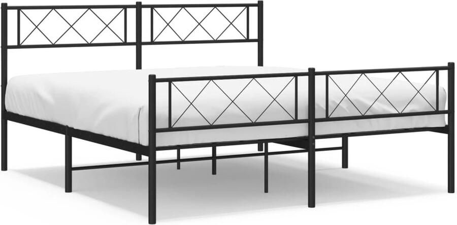 VidaXL Bedframe Metaal Zwart 135x190 cm Metalen Bed Frame Klassiek Bed Slaapkamers Meubilair Boxspring Bed Staal Bedframe Zwarte Bed King Size Bed Tweepersoons Bed - Foto 2