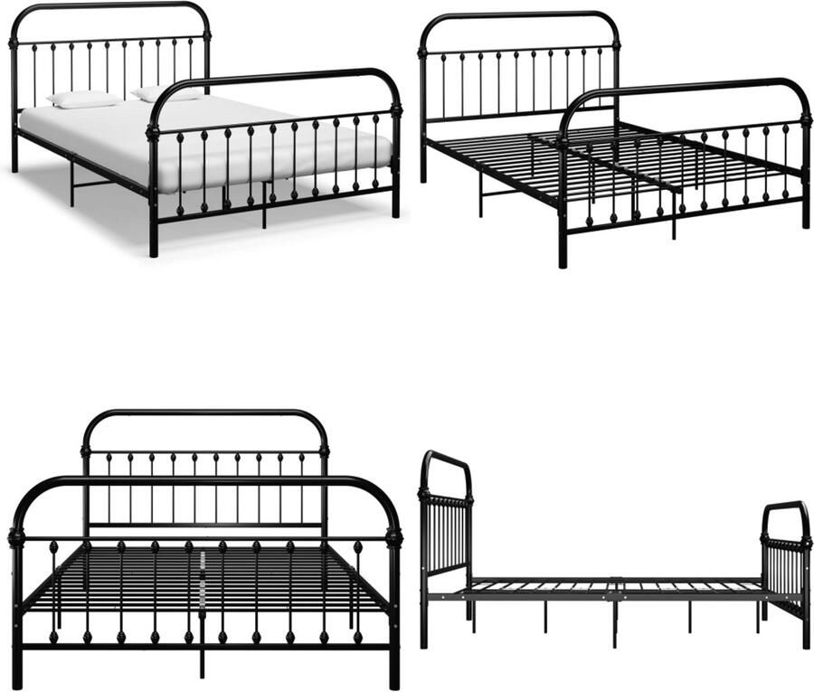 VidaXL Bedframe metaal zwart 140x200 cm Bedframe Bedframes Tweepersoonsbed Tweepersoonsbedden