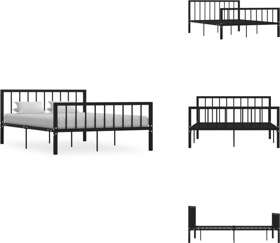 VidaXL Metalen Bedframe Elegant en Klassiek Bedframe Afmetingen- 208 x 146 x 84 cm Kleur- Zwart Materiaal- Metaal Geschikt voor matras 140 x 200 cm Montage vereist Bed