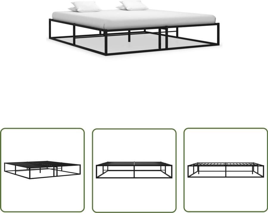 VidaXL Bedframe Metaal Zwart 140x200 cm Metalen Bed Frame Tweepersoons Bed Zwarte Bedbank Slaapkamer Meubels Boxspring Frame Hoofdeinde Bed Bedsteun Modern Bed Minimalistisch Bed Luxe Bed