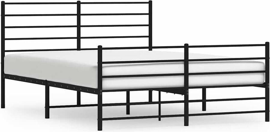 VidaXL Bedframe Metaal Zwart 150x200 cm Klassieke Bed Frame Metalen Bedframe Tweepersoons Bed Zwarte Bed Staal Bedframe Boxspring Bed Slaapcomfort - Foto 2
