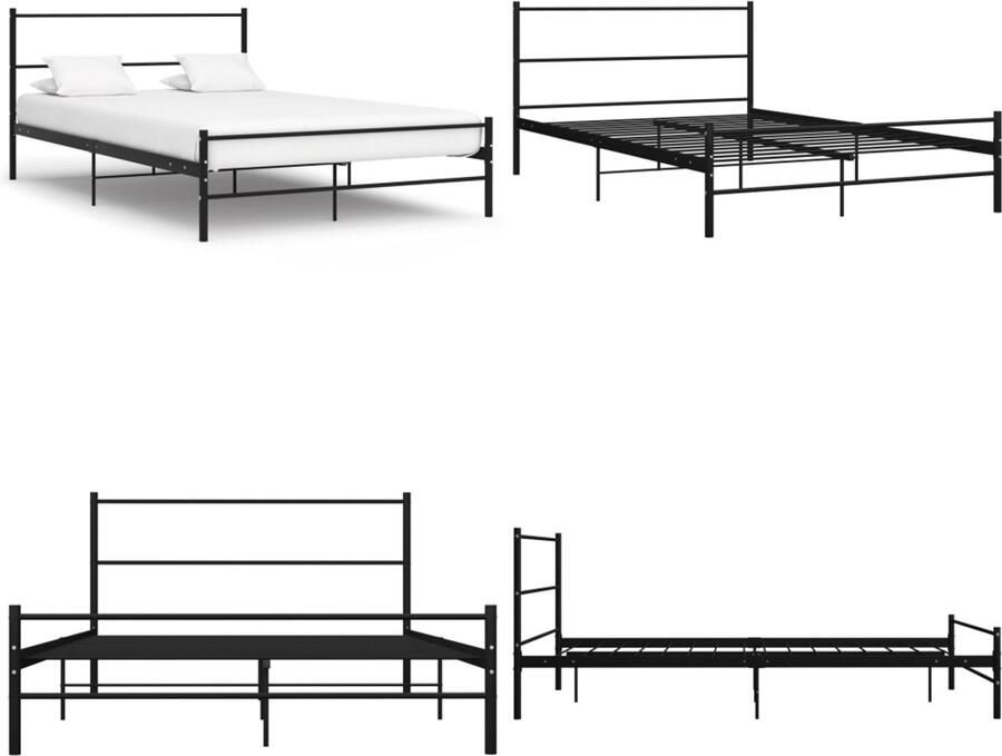 VidaXL Bedframe metaal zwart 160x200 cm Bedframe Bedframes Tweepersoonsbed Tweepersoonsbedden