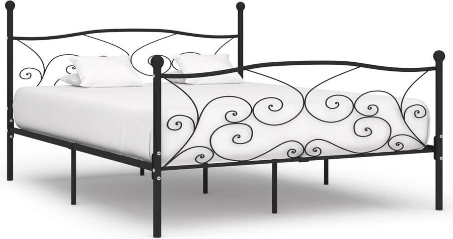 VidaXL Bedframe Metaal Zwart 180x200 cm Metalen Bedframe Tweepersoonsbed Boxspring Bed Met Lattenbodem Modern Bed Zwart Bed Stapelbaar Bed - Foto 2