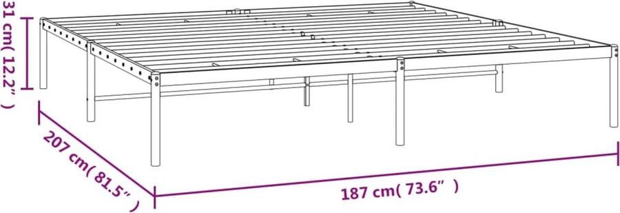 VidaXL -Bedframe-metaal-zwart-180x200-cm